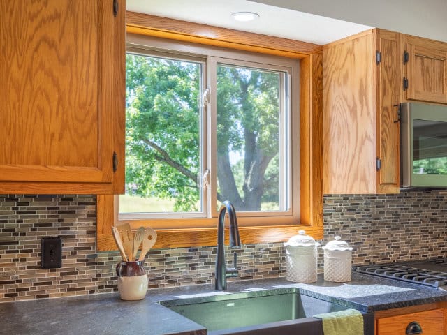 Bright kitchen with window view outside